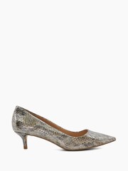 Dune London Silver Advanced Mid Heel Court Shoes - Image 1 of 6