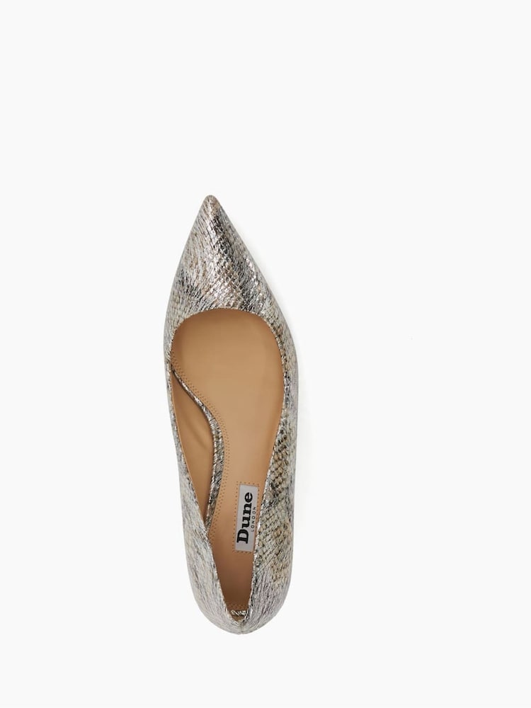 Dune London Silver Advanced Mid Heel Court Shoes - Image 6 of 6 Dune London Silver Advanced Mid Heel Court Shoes - Image 6 of 6