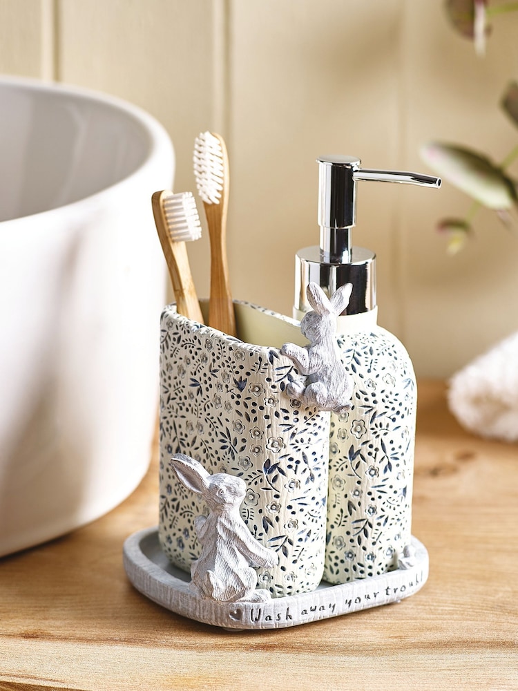 Grey Rabbit Set of 3 Dispenser, Tidy and Tray - Image 1 of 3