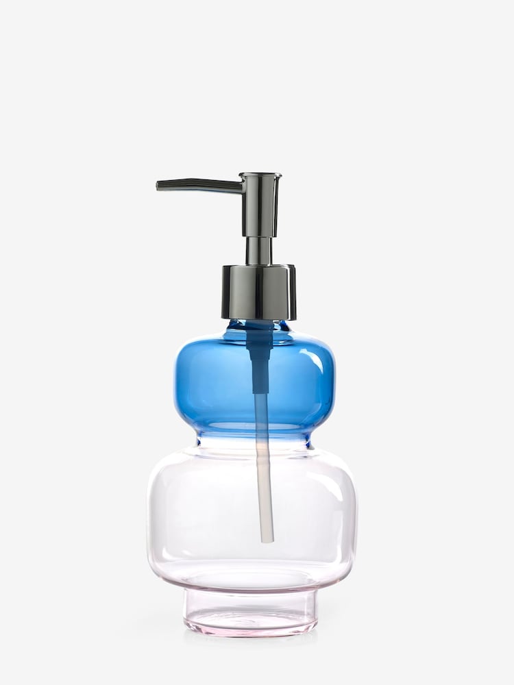 Blue and Pink Colourblock Glass Soap Dispenser - Image 4 of 4 Blue and Pink Colourblock Glass Soap Dispenser - Image 4 of 4