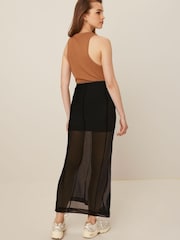 Black Mesh Midi Skirt - Image 2 of 5
