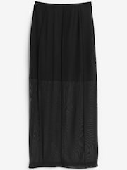 Black Mesh Midi Skirt - Image 4 of 5
