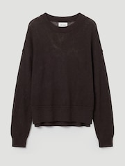 Hush Brown Cindy Linen Blend Crew Neck Jumper - Image 5 of 5