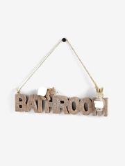Natural Bertie Bear and Rosie Rabbit Hanging Bathroom Sign - Image 3 of 3