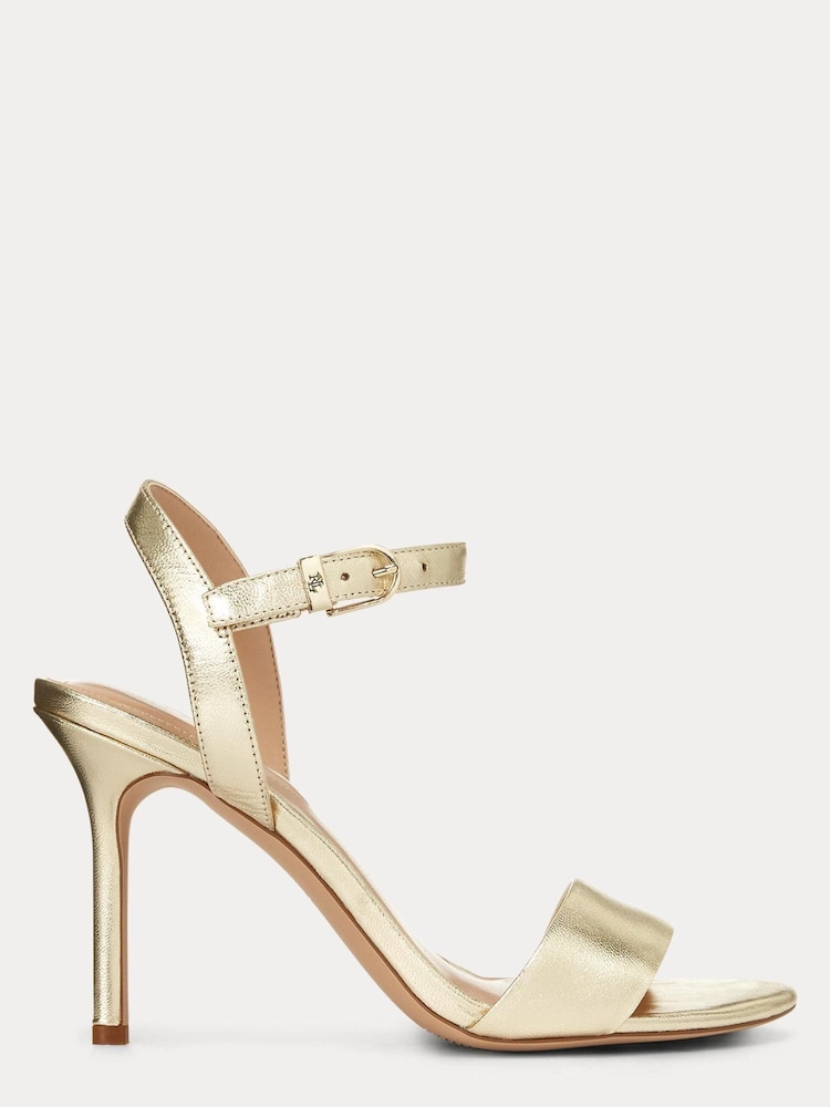 Lauren Ralph Lauren Gold Metallic Gwen Leather Sandals - Image 3 of 4