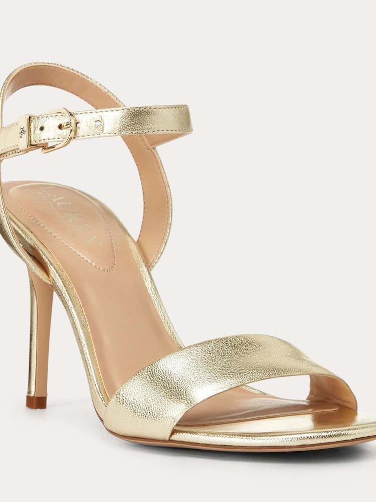 Lauren Ralph Lauren Gold Metallic Gwen Leather Sandals - Image 4 of 4