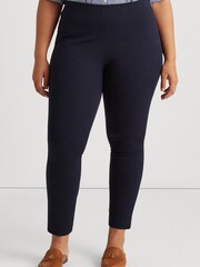 Lauren Ralph Lauren Curve Navy Blue Stretch Twill Skinny Trousers - Image 1 of 8