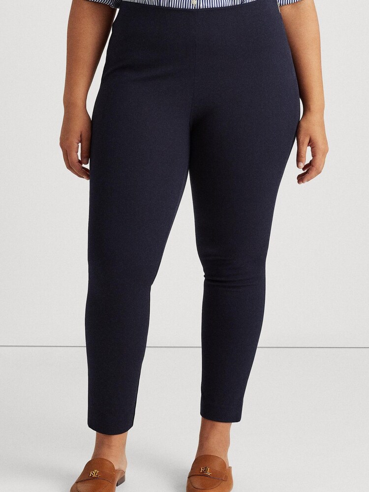 Lauren Ralph Lauren Curve Navy Blue Stretch Twill Skinny Trousers - Image 1 of 8
