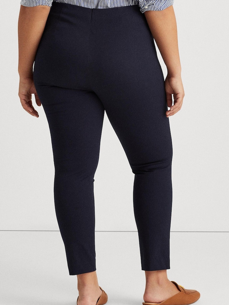 Lauren Ralph Lauren Curve Navy Blue Stretch Twill Skinny Trousers - Image 2 of 8