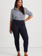 Lauren Ralph Lauren Curve Navy Blue Stretch Twill Skinny Trousers - Image 3 of 8
