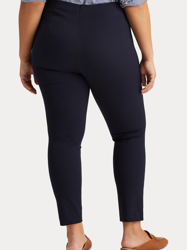 Lauren Ralph Lauren Curve Navy Blue Stretch Twill Skinny Trousers - Image 6 of 8