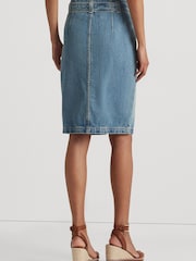 Lauren Ralph Lauren Blue Fereniki Belted Denim Pencil Skirt - Image 2 of 7