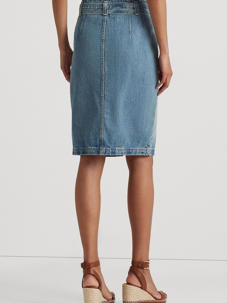 Lauren Ralph Lauren Blue Fereniki Belted Denim Pencil Skirt - Image 2 of 7