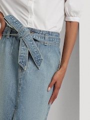 Lauren Ralph Lauren Blue Fereniki Belted Denim Pencil Skirt - Image 6 of 7