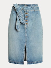 Lauren Ralph Lauren Blue Fereniki Belted Denim Pencil Skirt - Image 7 of 7
