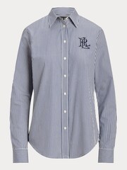 Lauren Ralph Lauren Blue Jamelko Striped Cotton Broadcloth Shirt - Image 10 of 10