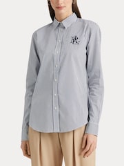 Lauren Ralph Lauren Blue Jamelko Striped Cotton Broadcloth Shirt - Image 7 of 10