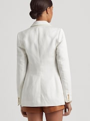 Lauren Ralph Lauren Trijell Double Breasted Linen Blend Twill White Blazer - Image 2 of 8