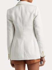 Lauren Ralph Lauren Trijell Double Breasted Linen Blend Twill White Blazer - Image 4 of 8
