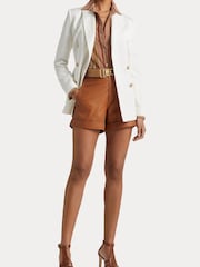 Lauren Ralph Lauren Trijell Double Breasted Linen Blend Twill White Blazer - Image 6 of 8