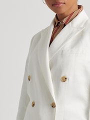 Lauren Ralph Lauren Trijell Double Breasted Linen Blend Twill White Blazer - Image 7 of 8