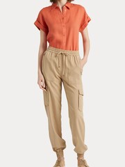 Lauren Ralph Lauren Orange Broono Linen Short Sleeve Shirt - Image 4 of 8