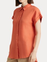 Lauren Ralph Lauren Orange Broono Linen Short Sleeve Shirt - Image 5 of 8