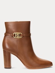 Lauren Ralph Lauren Maxie Burnished Leather Heeled Boots - Image 2 of 4