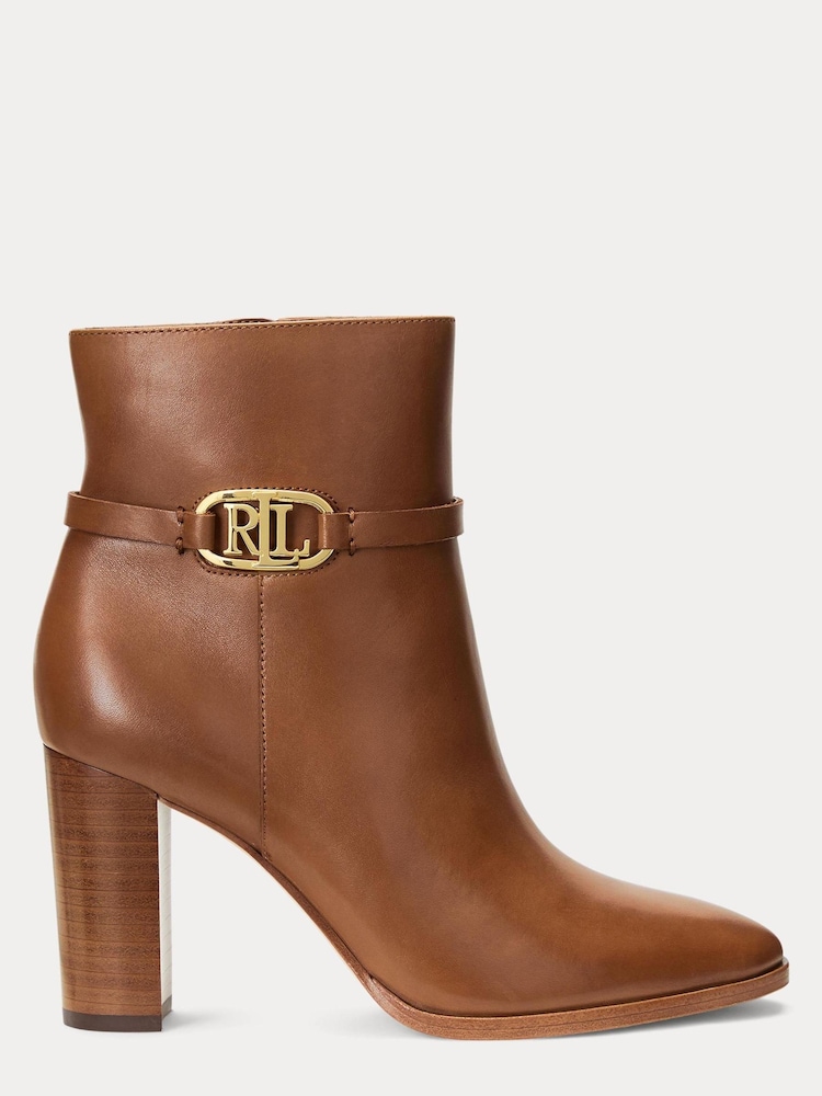 Lauren Ralph Lauren Maxie Burnished Leather Heeled Boots - Image 2 of 4