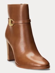 Lauren Ralph Lauren Maxie Burnished Leather Heeled Boots - Image 3 of 4