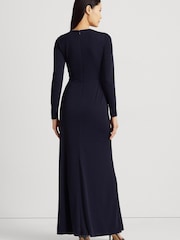 Lauren Ralph Lauren Navy Blue Nadira Twist Front Stretch Jersey Gown - Image 4 of 10