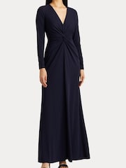 Lauren Ralph Lauren Navy Blue Nadira Twist Front Stretch Jersey Gown - Image 5 of 10