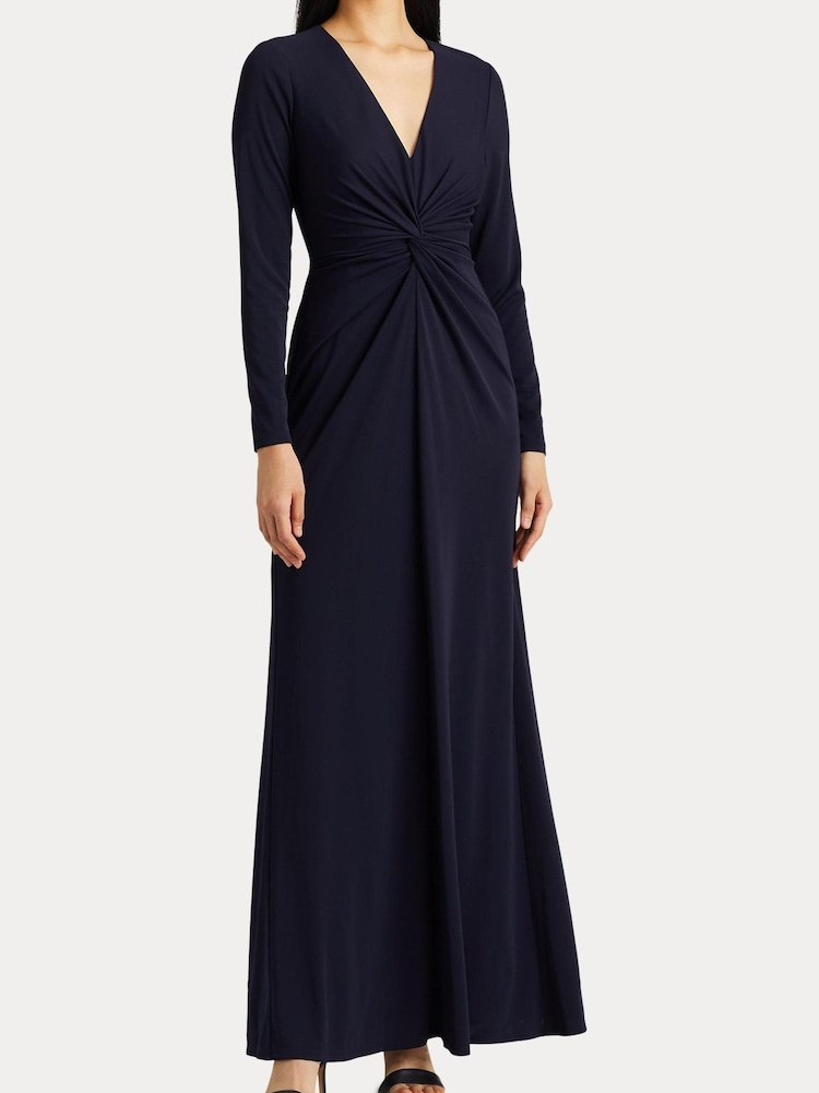 Lauren Ralph Lauren Navy Blue Nadira Twist Front Stretch Jersey Gown - Image 5 of 10