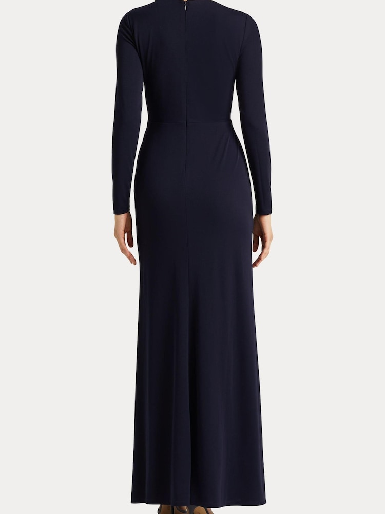 Lauren Ralph Lauren Navy Blue Nadira Twist Front Stretch Jersey Gown - Image 6 of 10
