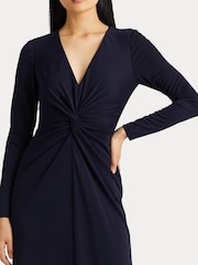 Lauren Ralph Lauren Navy Blue Nadira Twist Front Stretch Jersey Gown - Image 7 of 10