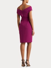 Lauren Ralph Lauren Dark Pink Irene Crepe Off Shoulder Cocktail Dress - Image 3 of 8