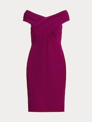 Lauren Ralph Lauren Dark Pink Irene Crepe Off Shoulder Cocktail Dress - Image 8 of 8