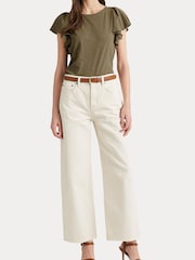 Lauren Ralph Lauren Afrodille Ruffle Sleeve Jersey T-Shirt - Image 4 of 8