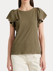 Lauren Ralph Lauren Afrodille Ruffle Sleeve Jersey T-Shirt - Image 5 of 8