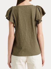 Lauren Ralph Lauren Afrodille Ruffle Sleeve Jersey T-Shirt - Image 6 of 8