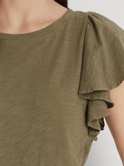 Lauren Ralph Lauren Afrodille Ruffle Sleeve Jersey T-Shirt - Image 7 of 8