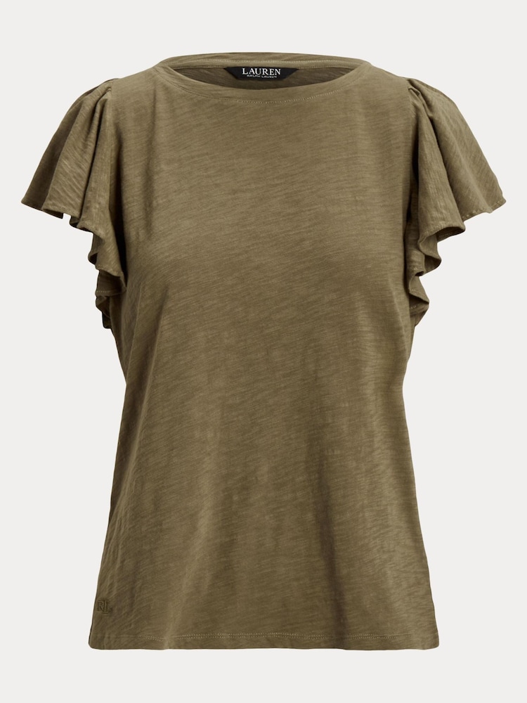 Lauren Ralph Lauren Afrodille Ruffle Sleeve Jersey T-Shirt - Image 8 of 8 Lauren Ralph Lauren Afrodille Ruffle Sleeve Jersey T-Shirt - Image 8 of 8
