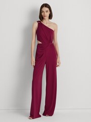Lauren Ralph Lauren Pink Isamy Jersey One Shoulder Jumpsuit - Image 1 of 8