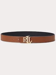 Черный - Двусторонний ремень из шагреневой кожи с логотипом Lauren Ralph Lauren - Image 1 of 4