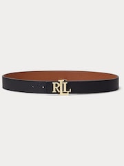 Черный - Двусторонний ремень из шагреневой кожи с логотипом Lauren Ralph Lauren - Image 2 of 4