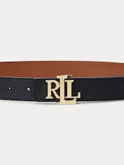 Черный - Двусторонний ремень из шагреневой кожи с логотипом Lauren Ralph Lauren - Image 4 of 4