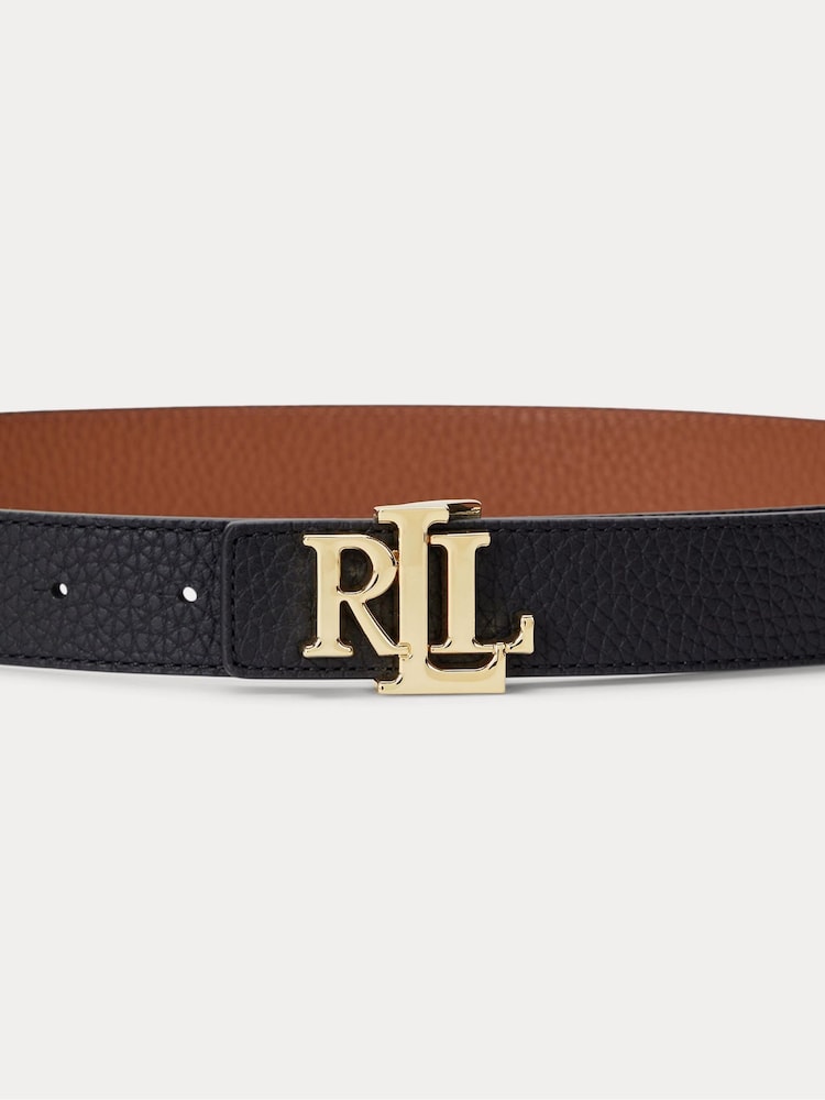 Черный - Двусторонний ремень из шагреневой кожи с логотипом Lauren Ralph Lauren - Image 4 of 4