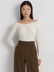 Lauren Ralph Lauren Jersey Airlya Off Shoulder Jumper - Image 8 of 9