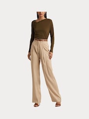 Lauren Ralph Lauren Blue Edreane Pleated Stretch Jersey Top - Image 6 of 8