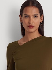 Lauren Ralph Lauren Blue Edreane Pleated Stretch Jersey Top - Image 7 of 8